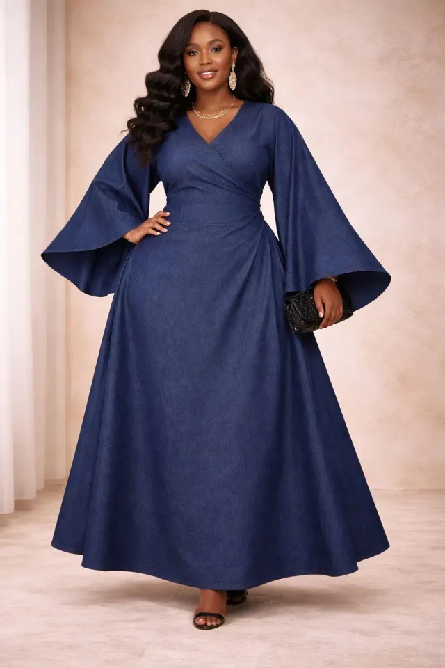 KAVAZI Denim Wrap Dress robe portefeuille en denim femme