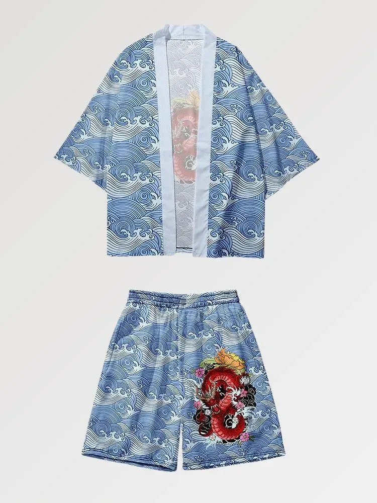 Japon style Red Drake ensemble de kimono motif d’archive