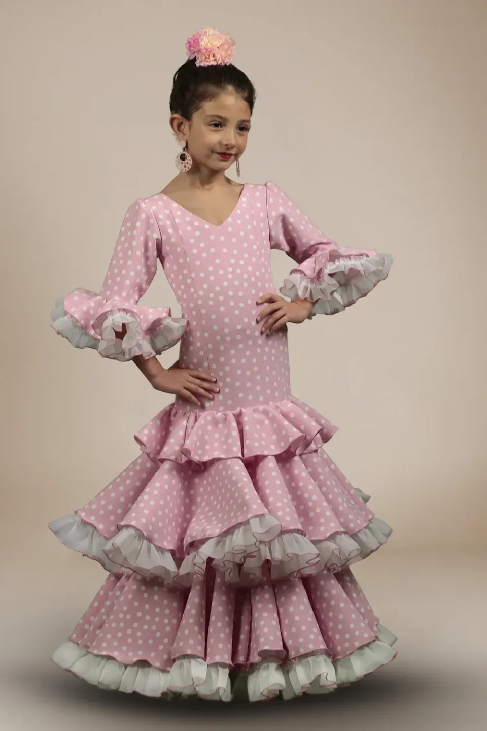 Viva La Feria Matilde robe gitane fille rose à pois
