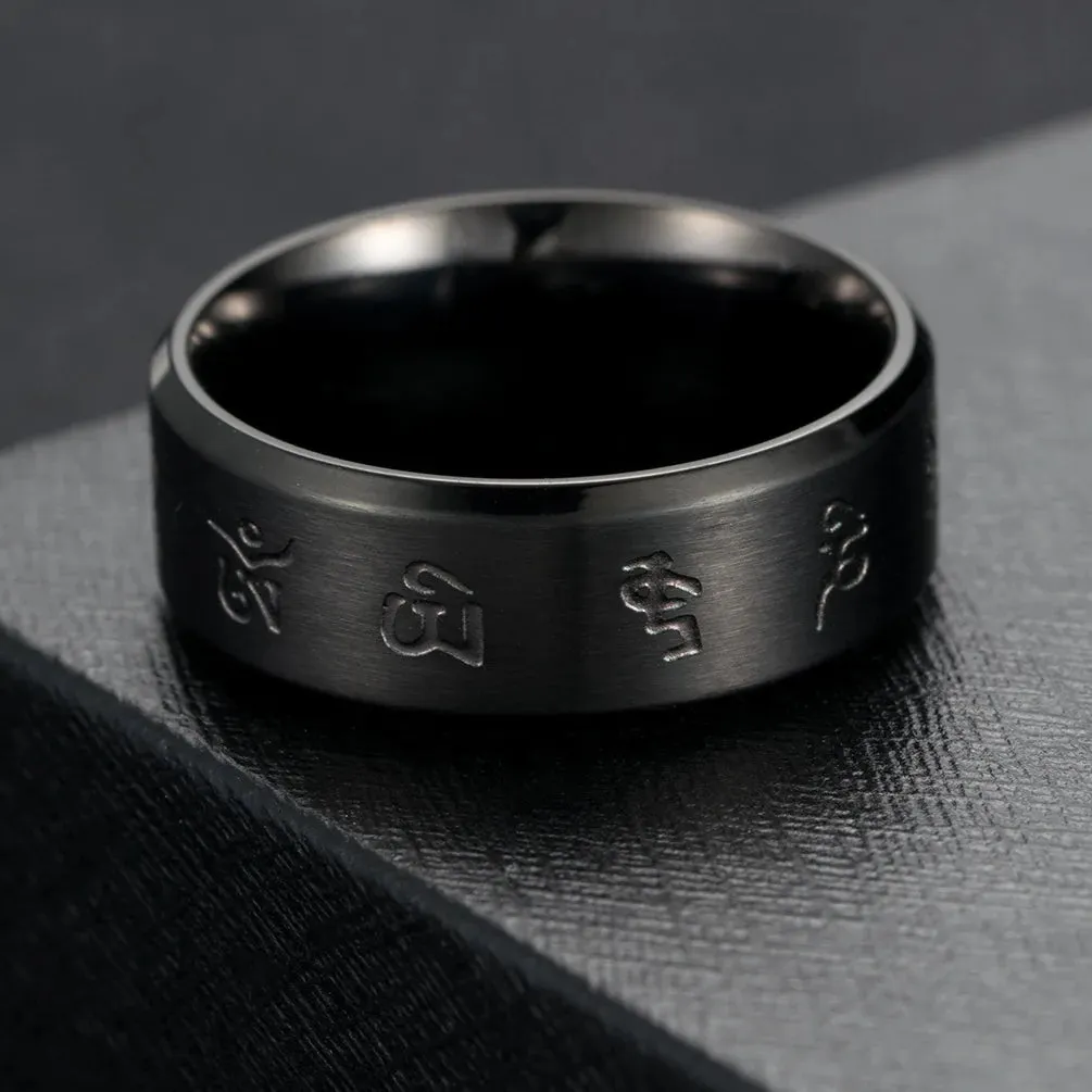 Esprit du Japon bague homme tournante acier noir