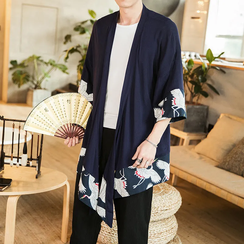 Esprit du Japon cardigan kimono homme grues