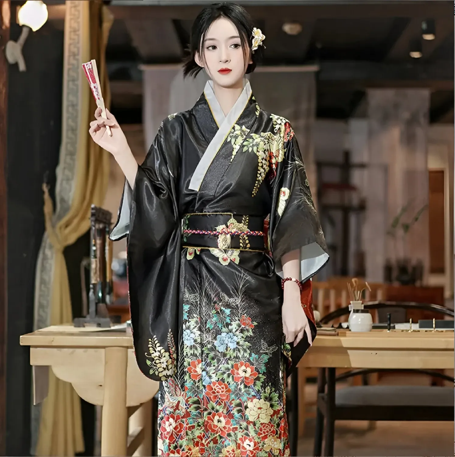 Japon style Kimono Traditionnel Femme kimono soie cérémonie