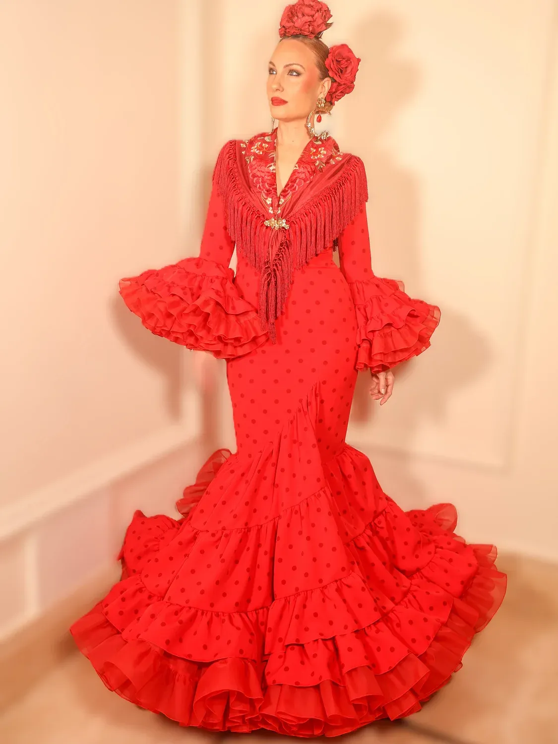 Viva La Feria María de la O robe flamenca à pois
