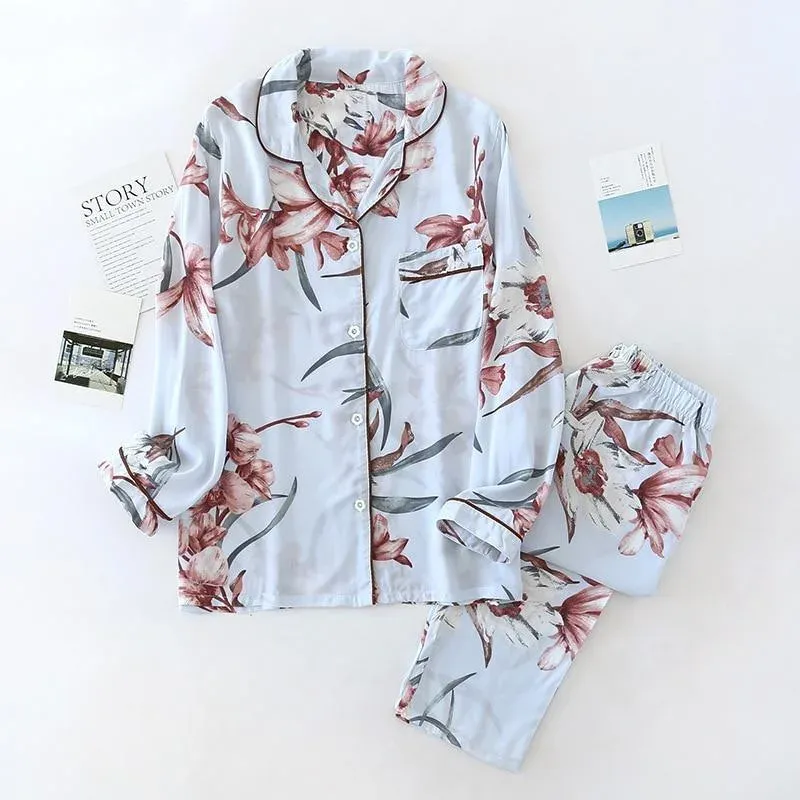 Japon style Pyjama Japonais Fleuri En Coton pyjama