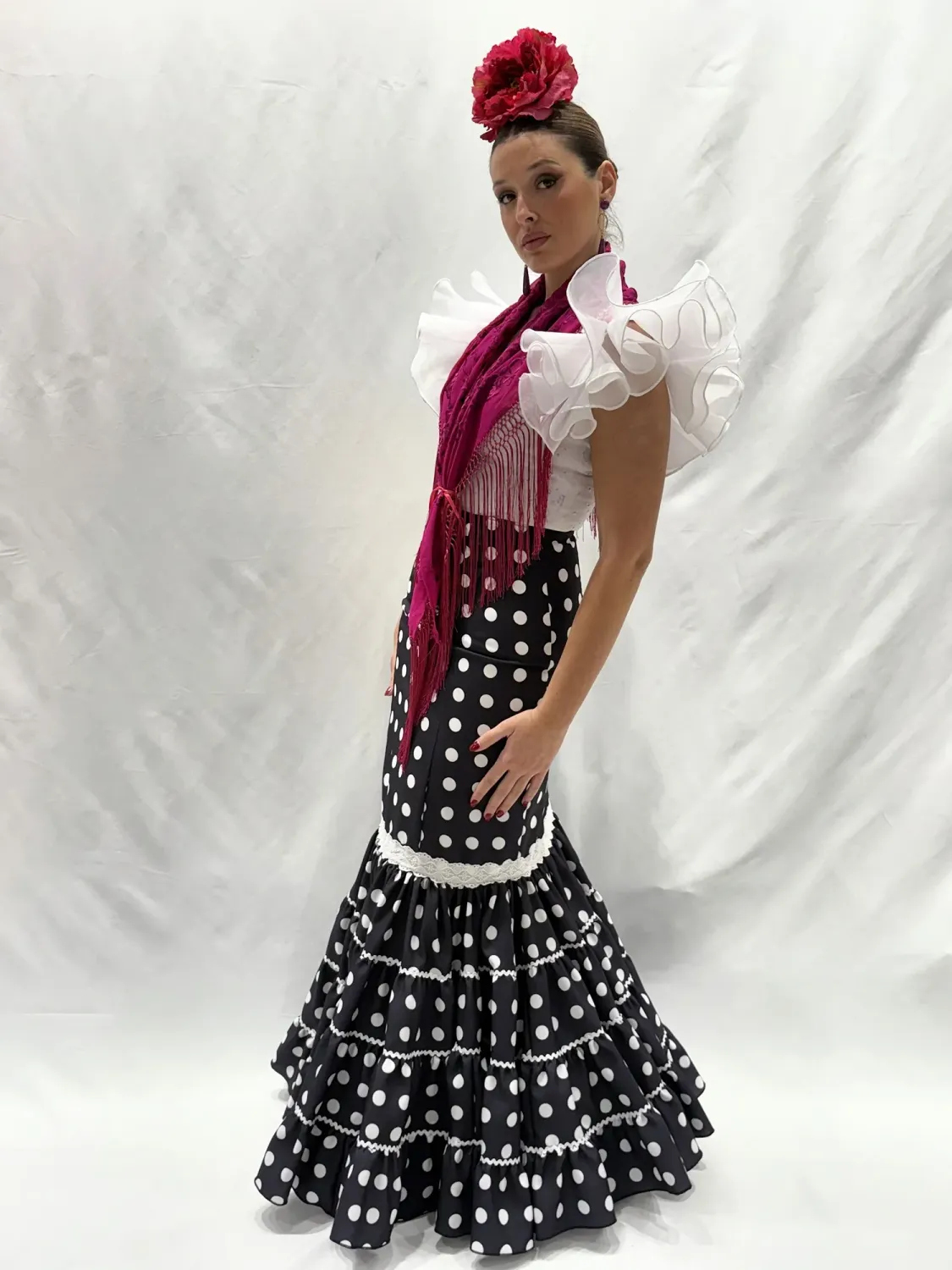 VIVA LA FERIA Lunares falda flamenca canastera noire