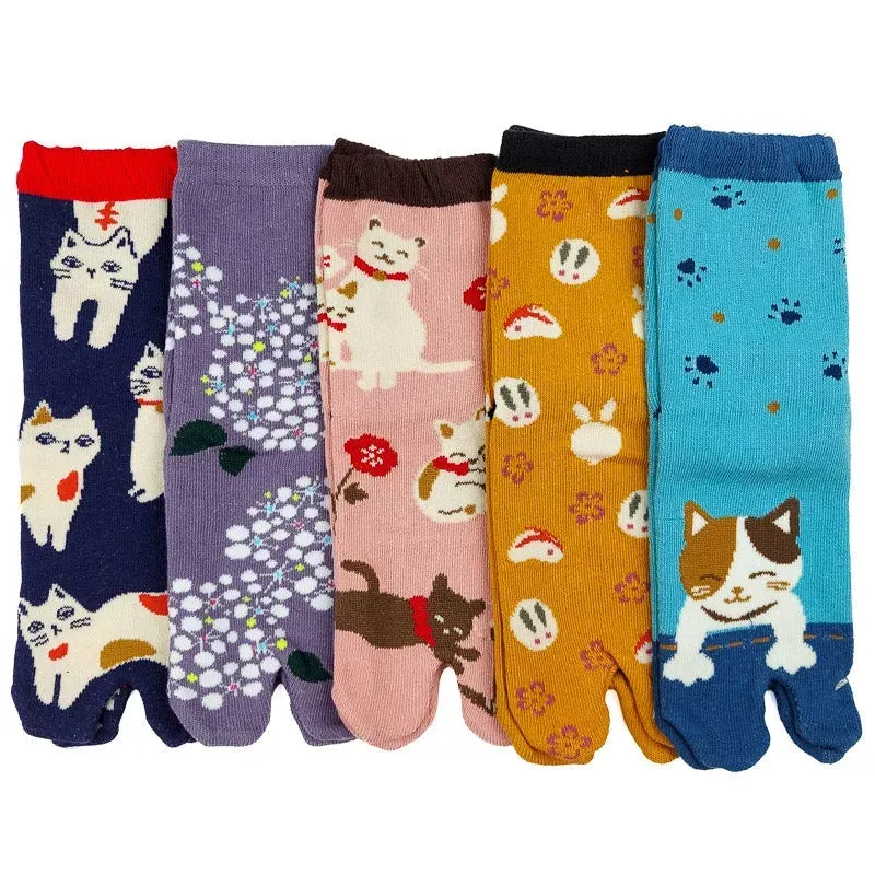 Japon style Kawaii chaussettes tabi coton 5 paires