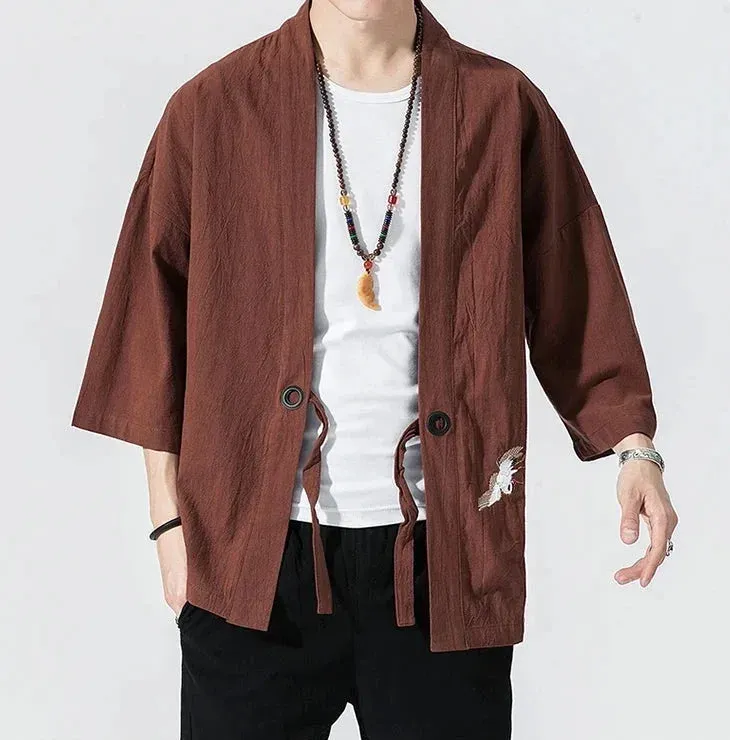 Japon style Cardigan Kimono Homme cardigan coupe ample