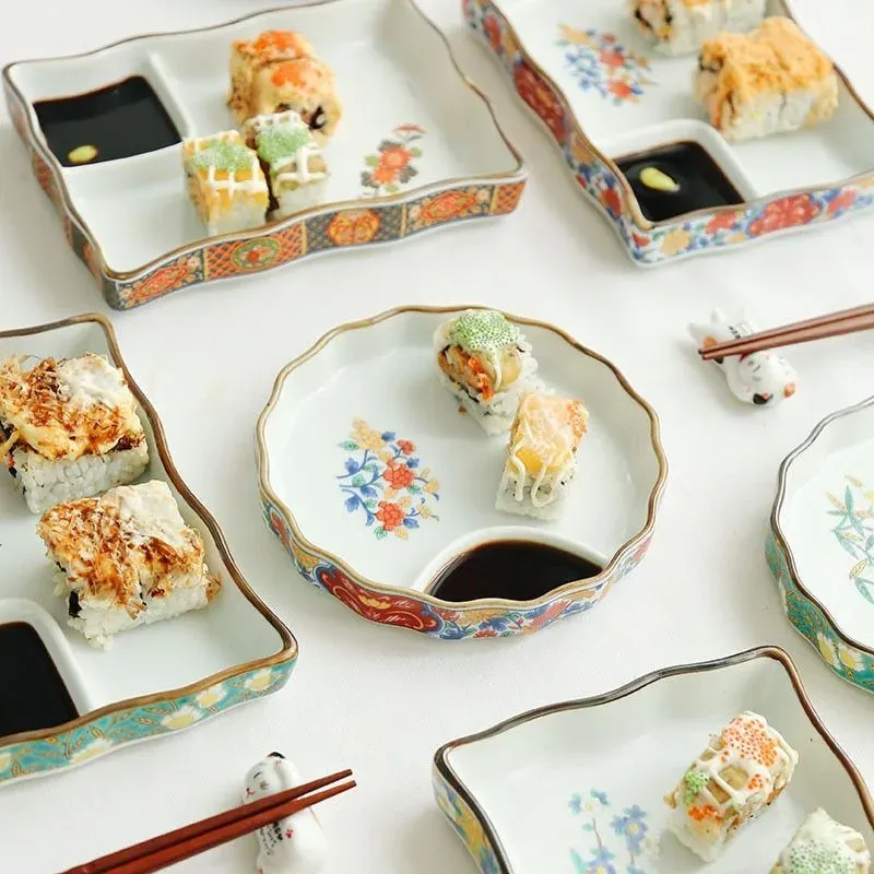 Japon style Plate With Sauce Bowl Nyū assiette céramique