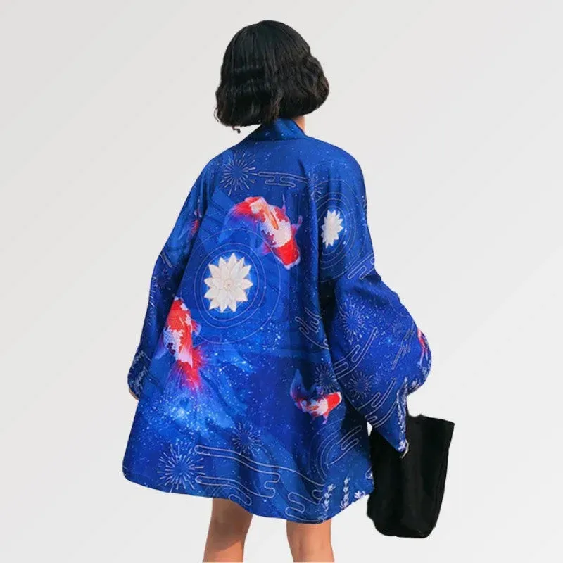 Japon style roi Ranchu X Lotus kimono motif lotus