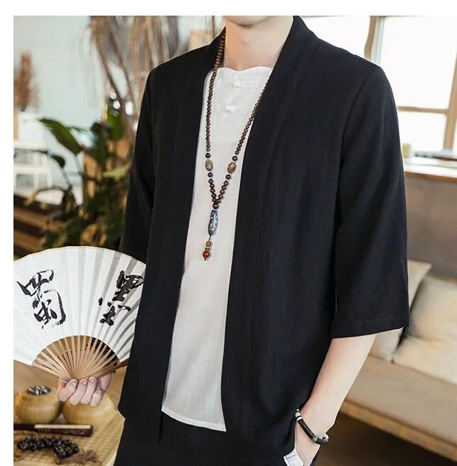 Esprit du Japon cardigan kimono homme ample uni