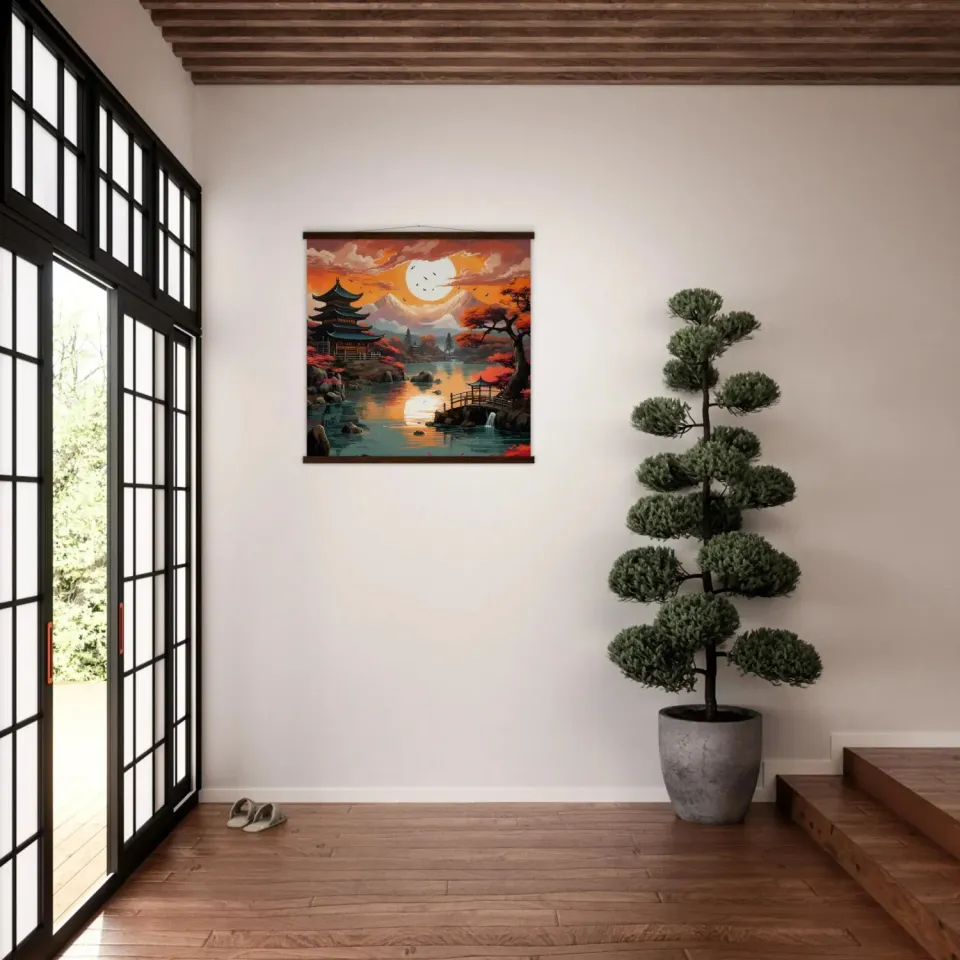 Japon style Tsuruga tableau paysage japonais grues