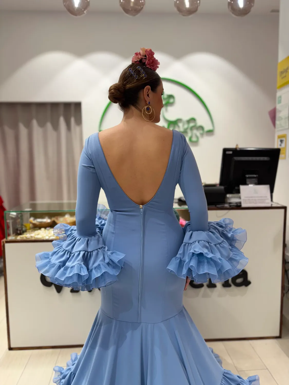 VIVA LA FERIA modèle Roda robe flamenca bleue 2026