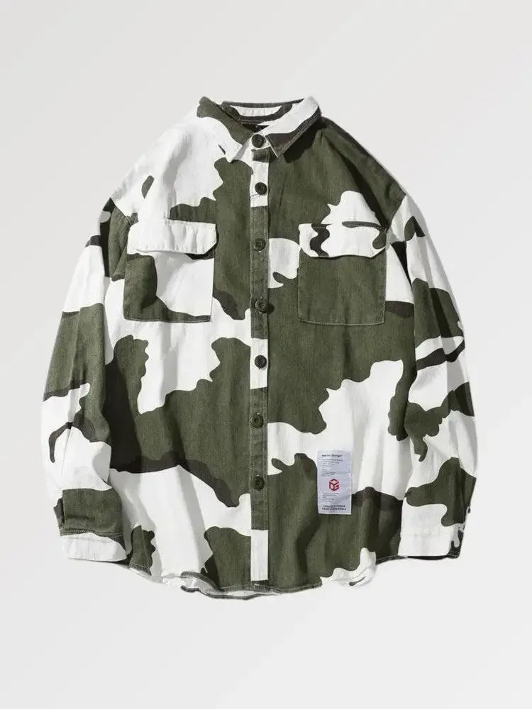 Japon style Camo Okiro chemise large homme coton
