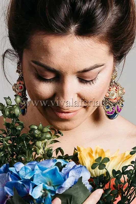 Candela de Reina Fresia boucles d'oreilles flamenca pierre bleue