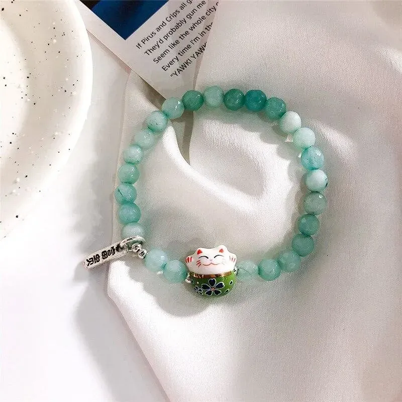 Japon style Bracelet Maneki Neko perles