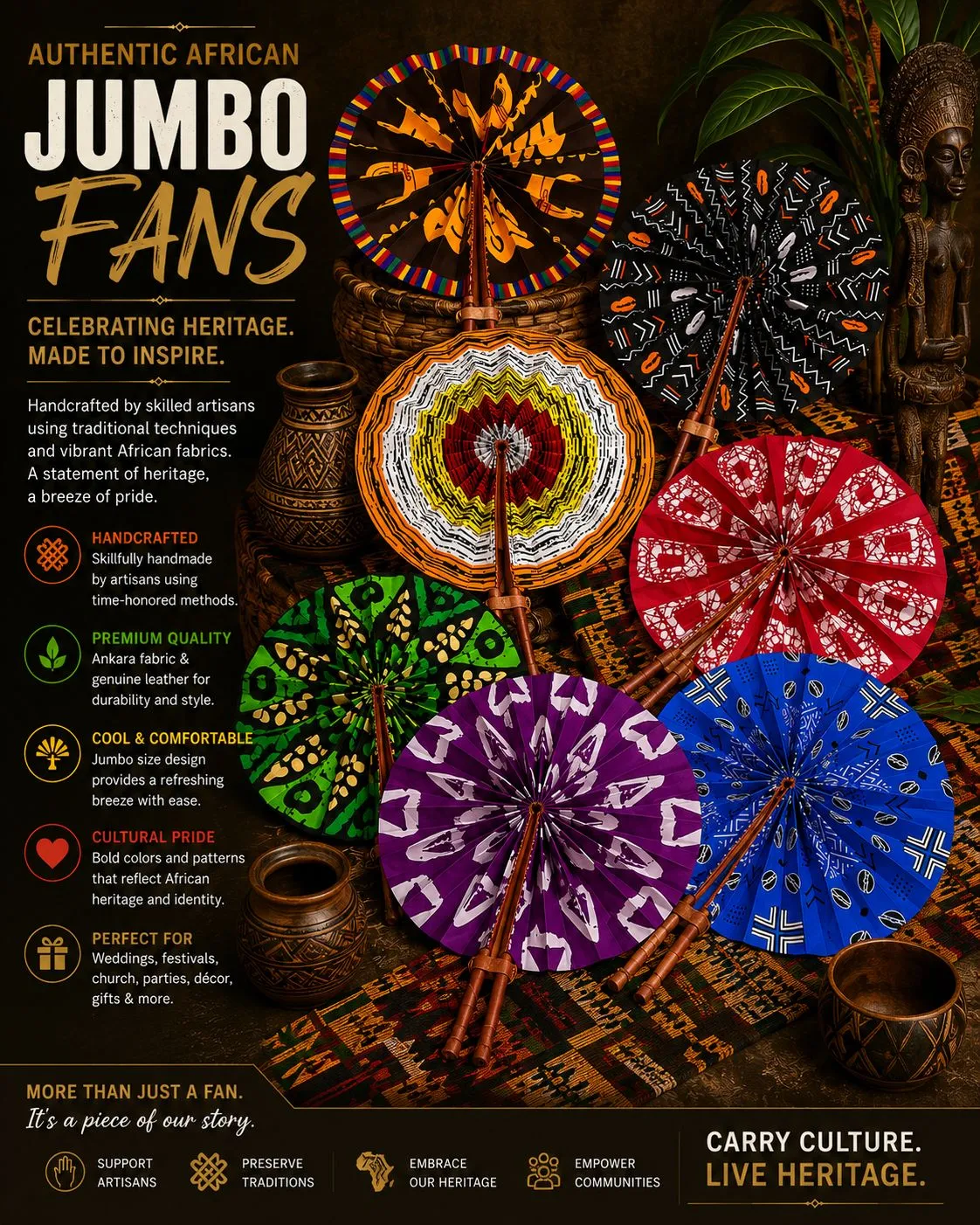 KAVAZI Jumbo Fans ventilateurs Ankara lot de 10