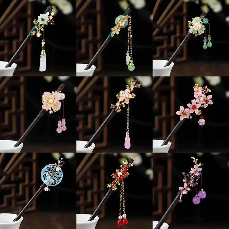 Esprit du Japon épingle kanzashi floral pendeloques