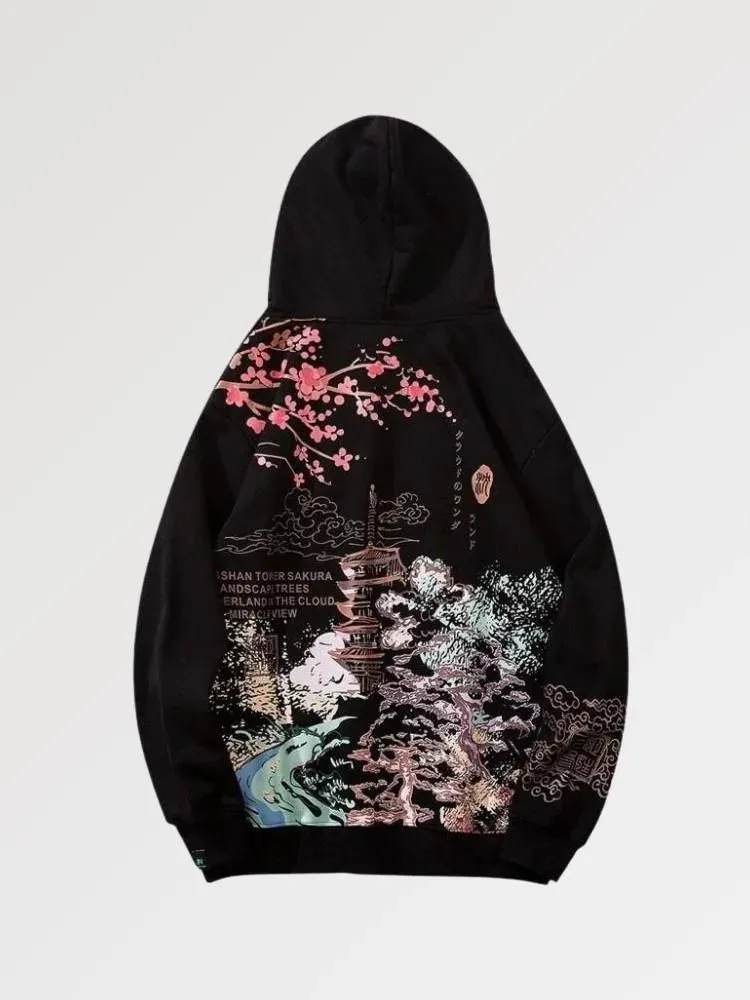Japon style Misawa sweat motif japonais temple sakura