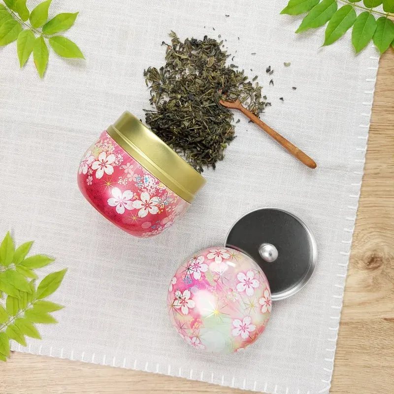 Japon style boîte à thé métal fleurie
