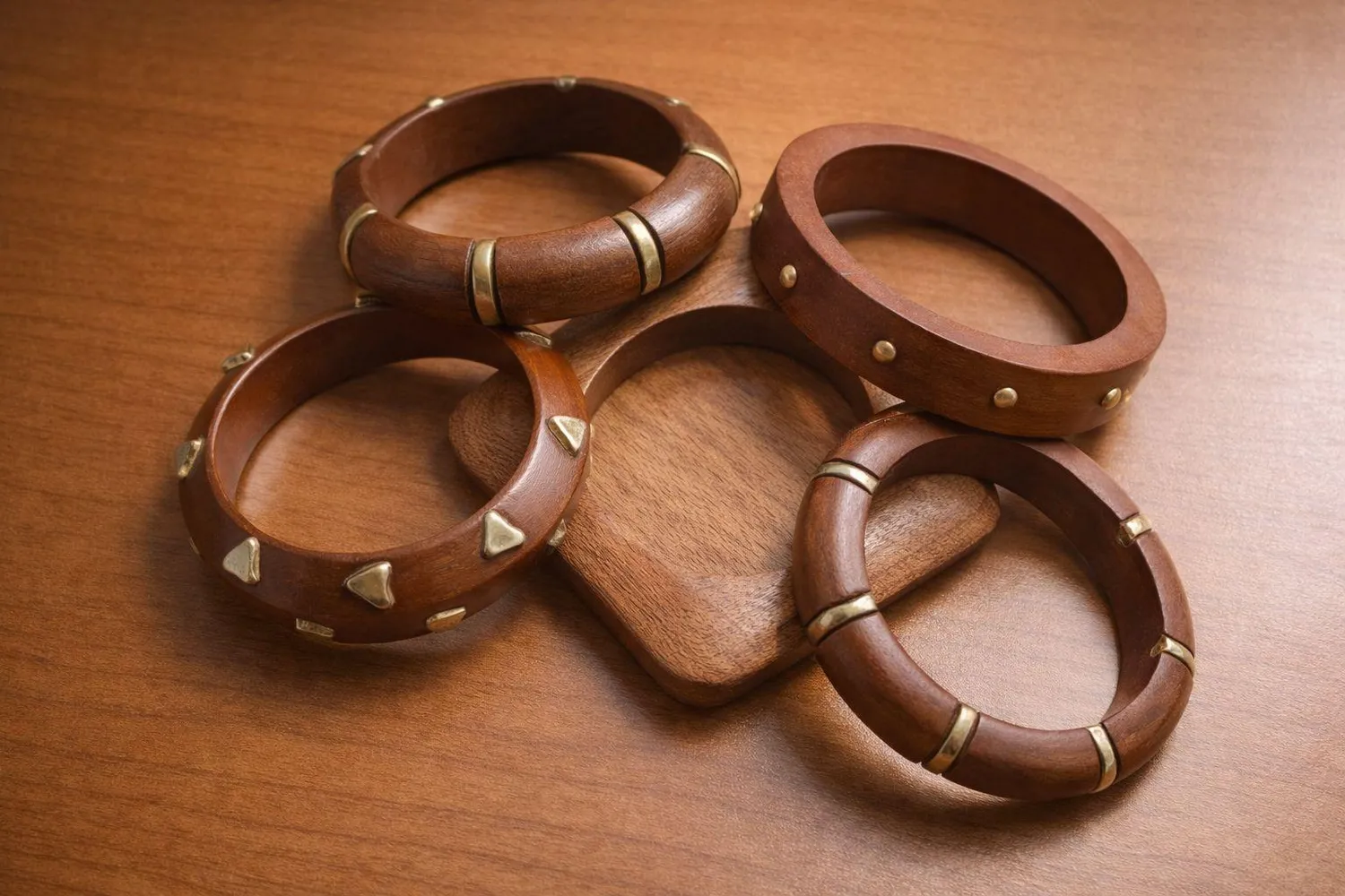 KAVAZI 5-Piece Set Designer Wooden Braclets bracelets bois 5 pièces