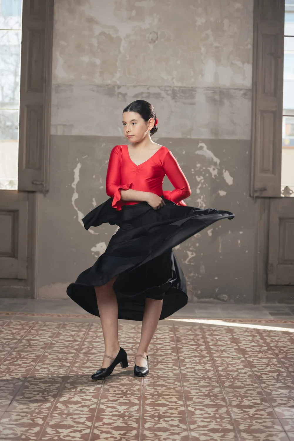 Viva la Feria maillot danse flamenco fille lycra volant