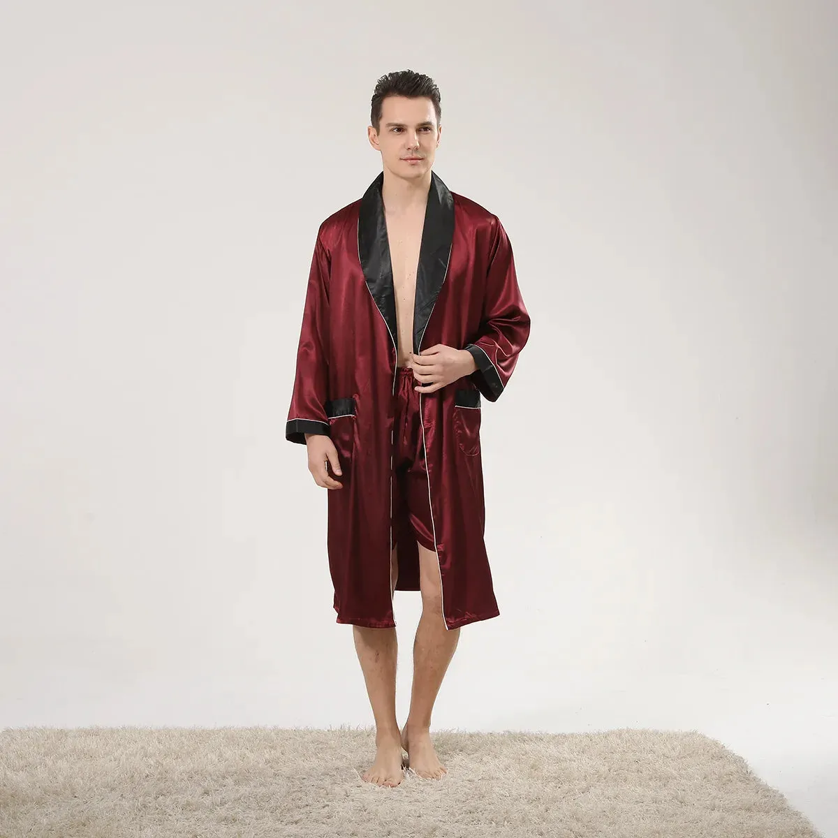 Esprit du Japon peignoir kimono homme satiné short