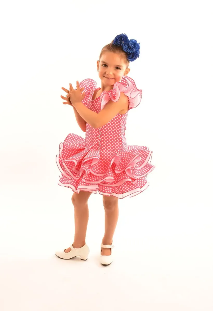 Viva la Feria Cayetana robe flamenca fille fuchsia pois