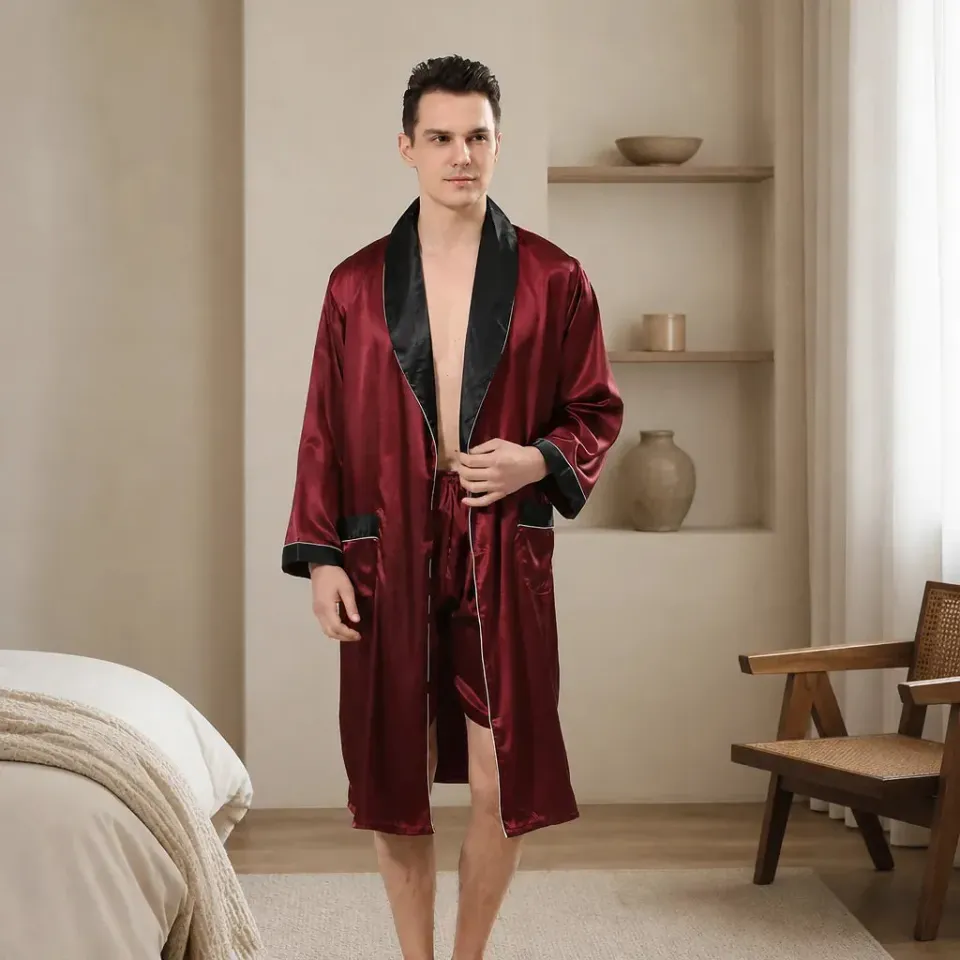 Esprit du Japon peignoir kimono homme satiné short