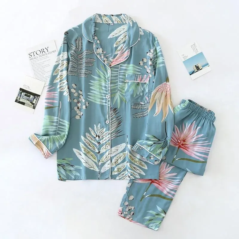 Japon style Pyjama Japonais Fleuri En Coton pyjama