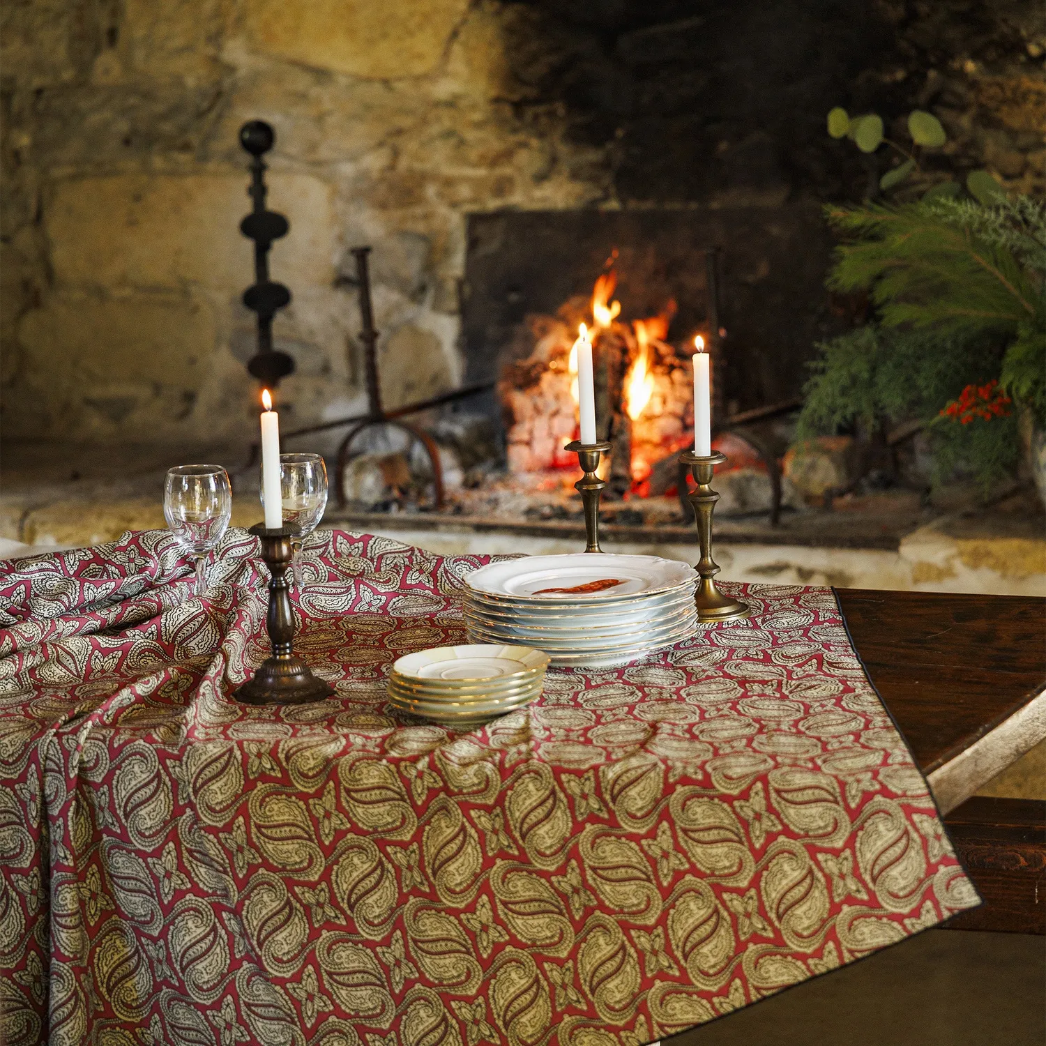 Mistral Paisley Ancien nappe en lin