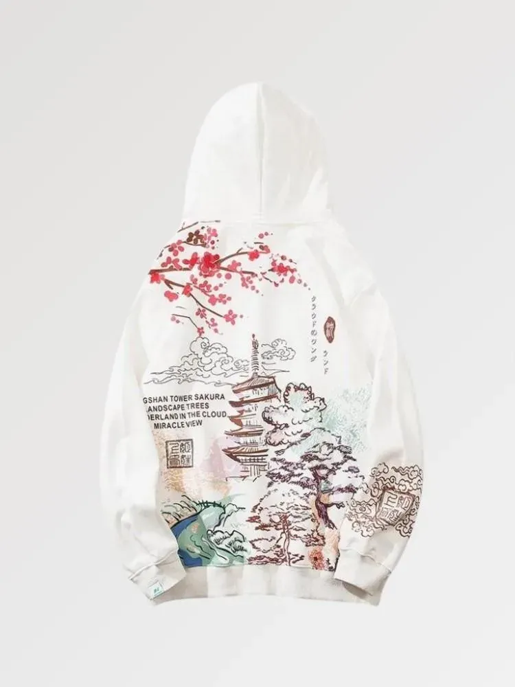 Japon style Misawa sweat motif japonais temple sakura