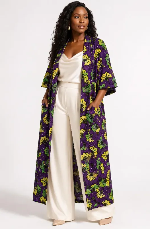 KAVAZI Duster long femme imprimé africain
