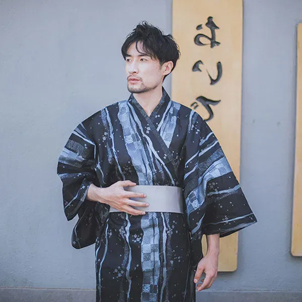 Esprit du Japon Yukata Homme Bleu Motifs Modernes coton
