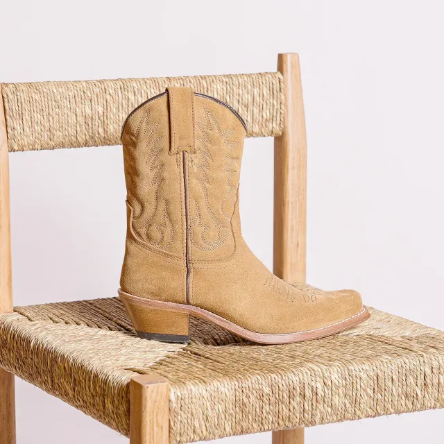 Mistral Santiag Afelpado bottes femme cuir velours