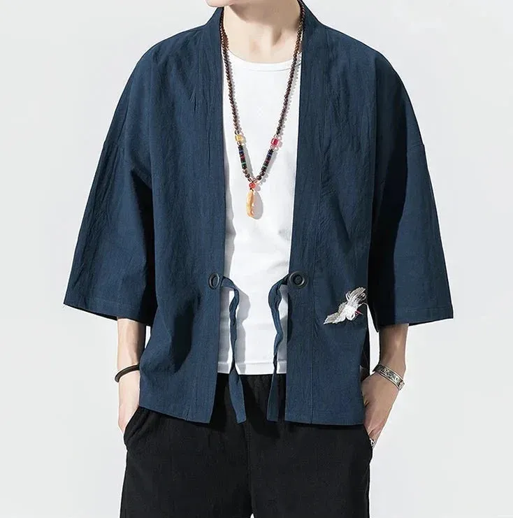 Japon style Cardigan Kimono Homme cardigan coupe ample