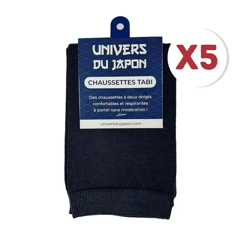 Japon style chaussettes deux doigts coton x5 paires