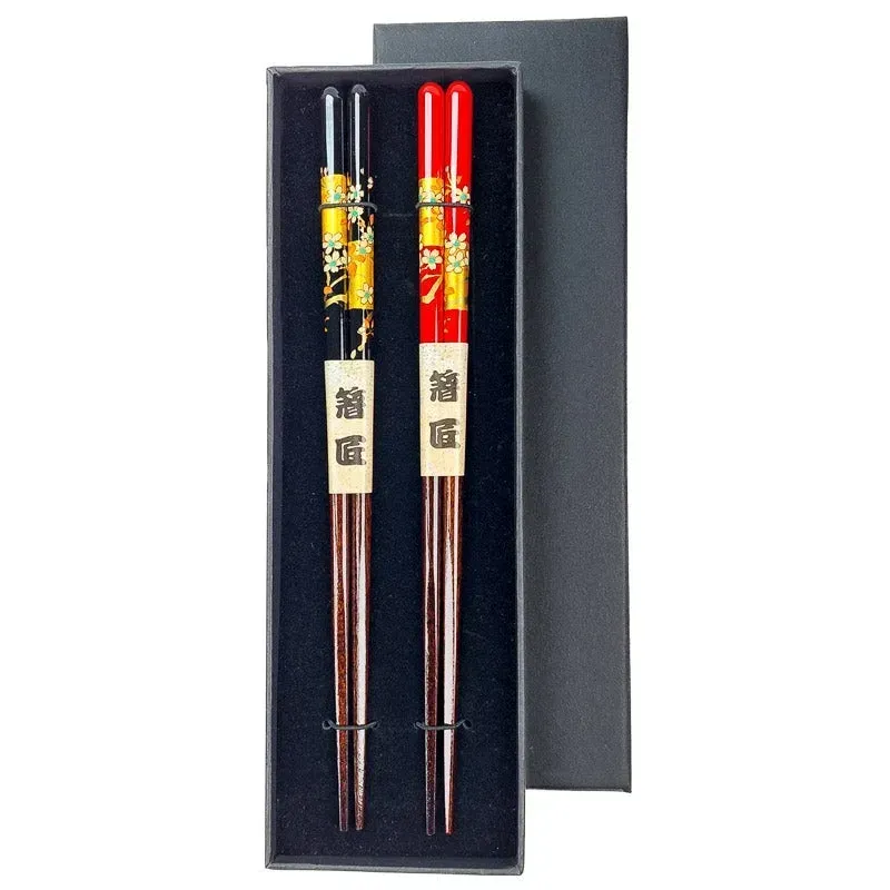 Japon style Baguettes Japonaises Dorées baguettes 2 paires floral