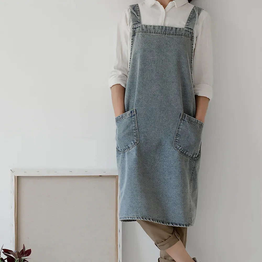 Esprit du Japon robe tablier japonais jean denim poches