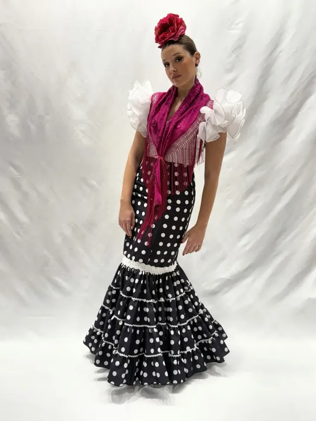 VIVA LA FERIA Lunares falda flamenca canastera noire