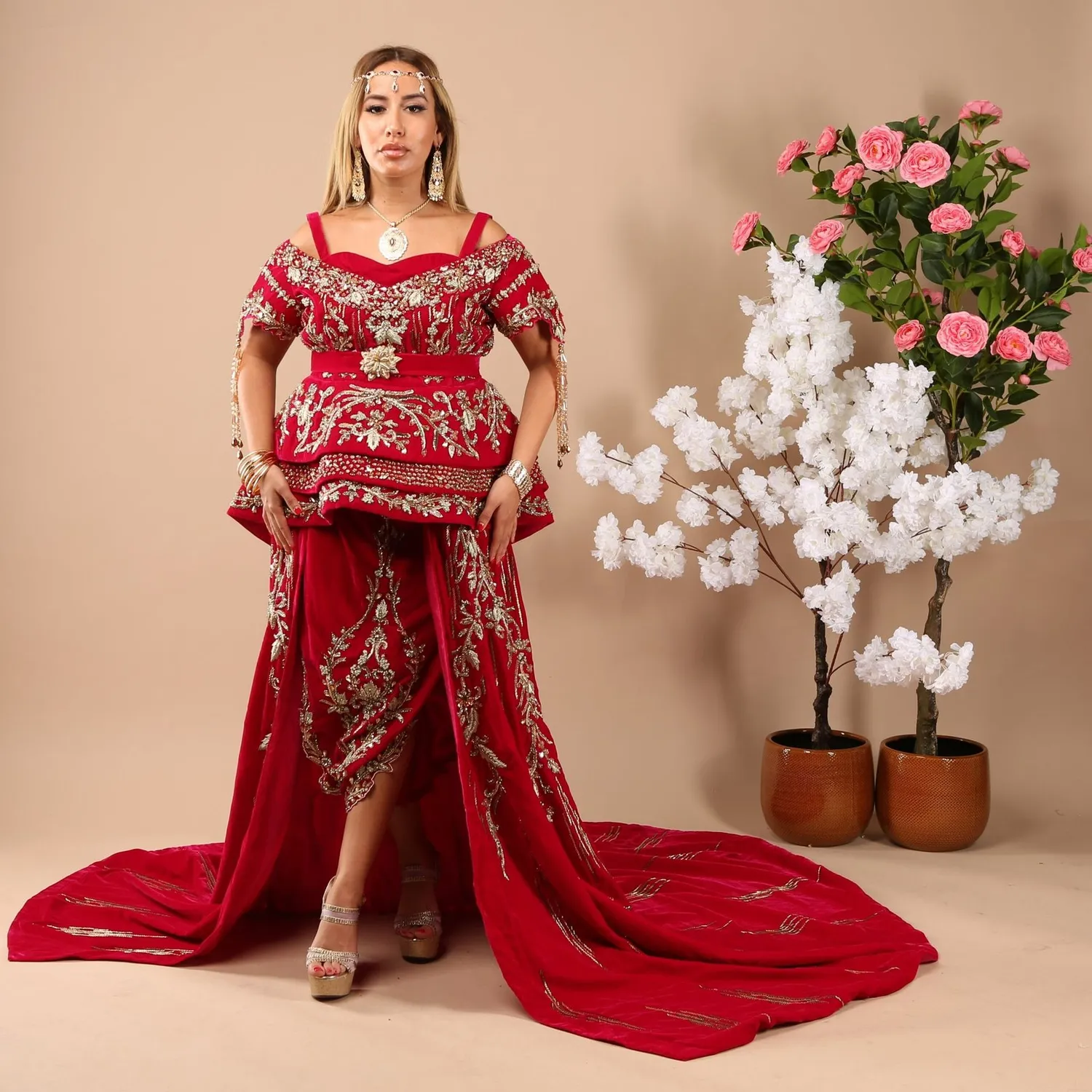 Célèbr'Orient Wahida karakou rose fuchsia perlé doré
