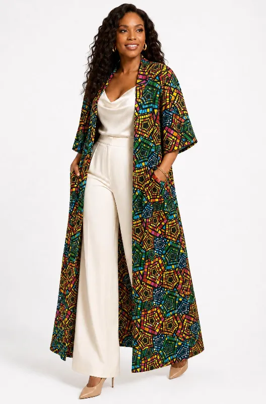 KAVAZI Duster long femme imprimé africain