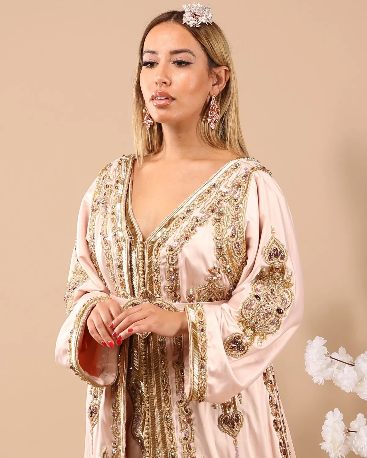 Célèbr'Orient Kenza takchita rose pastel satinée