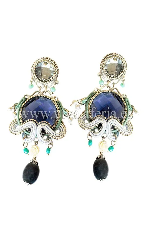 VIVA LA FERIA Era índigo boucles d'oreilles flamenco bleu indigo