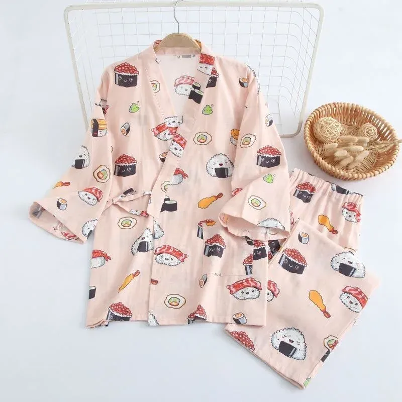 Japon style pyjama kimono femme coton sushi