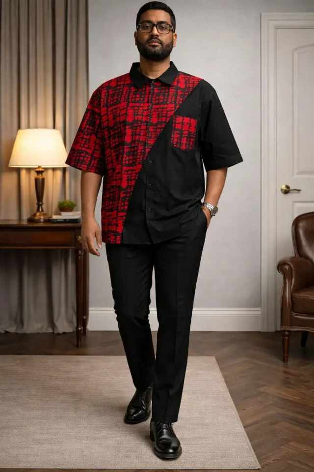 Kavazi chemise homme boutonnée motif archive