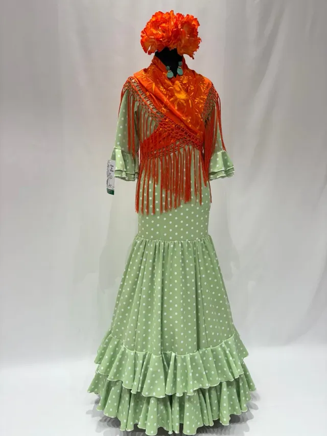 Viva la Feria Nataly robe flamenco fille vert pomme 9