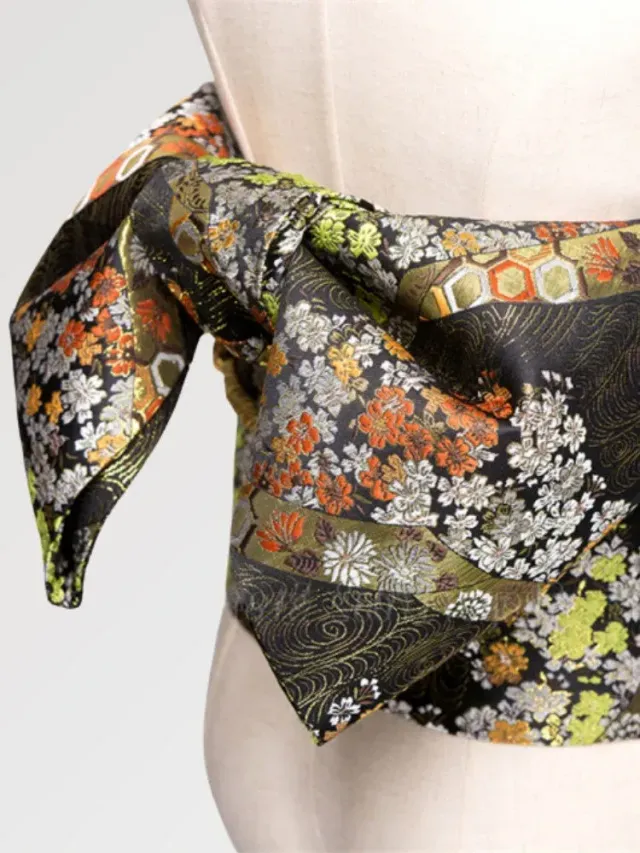 Japon style Koshiko ceinture obi camel fleurie