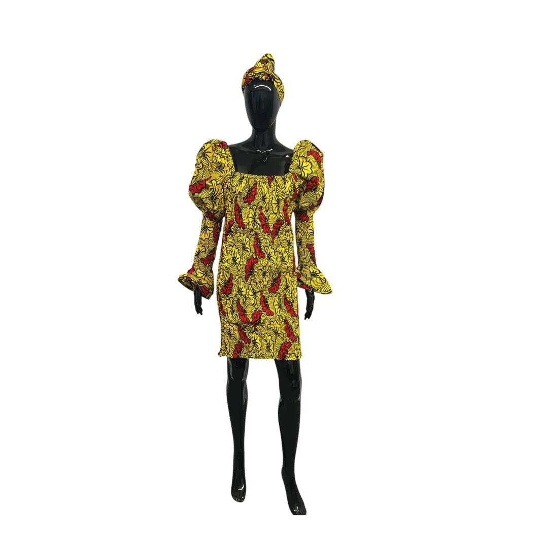 KAVAZI Puffy Sleeve Cotton Dress robe femme manches bouffantes