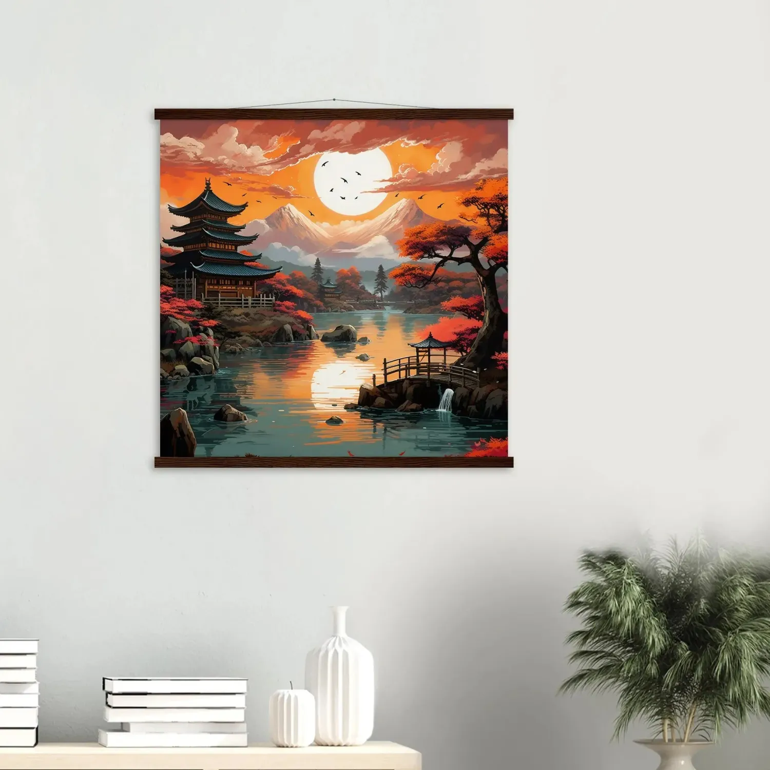 Japon style Tsuruga tableau paysage japonais grues