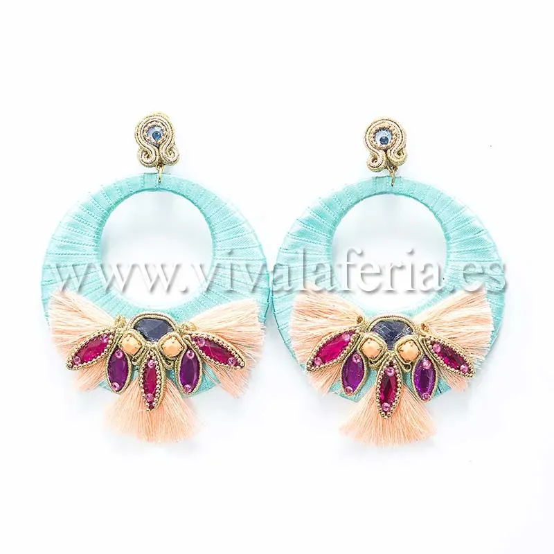Viva La Feria Candela de Reina Brisa boucles oreilles soie faites main